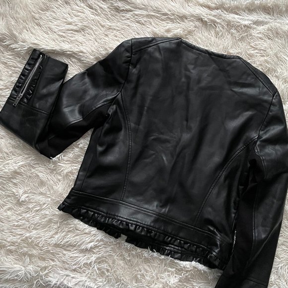 Zara Ruffled Faux Leather Jacket - Trafaluc - Picture 4 of 15